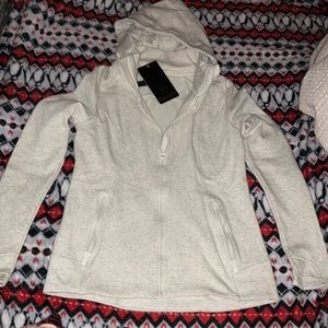 (NWT) 90 Degree by Reflex Yoga Zip Up Jacket in Heather Snow Size Small